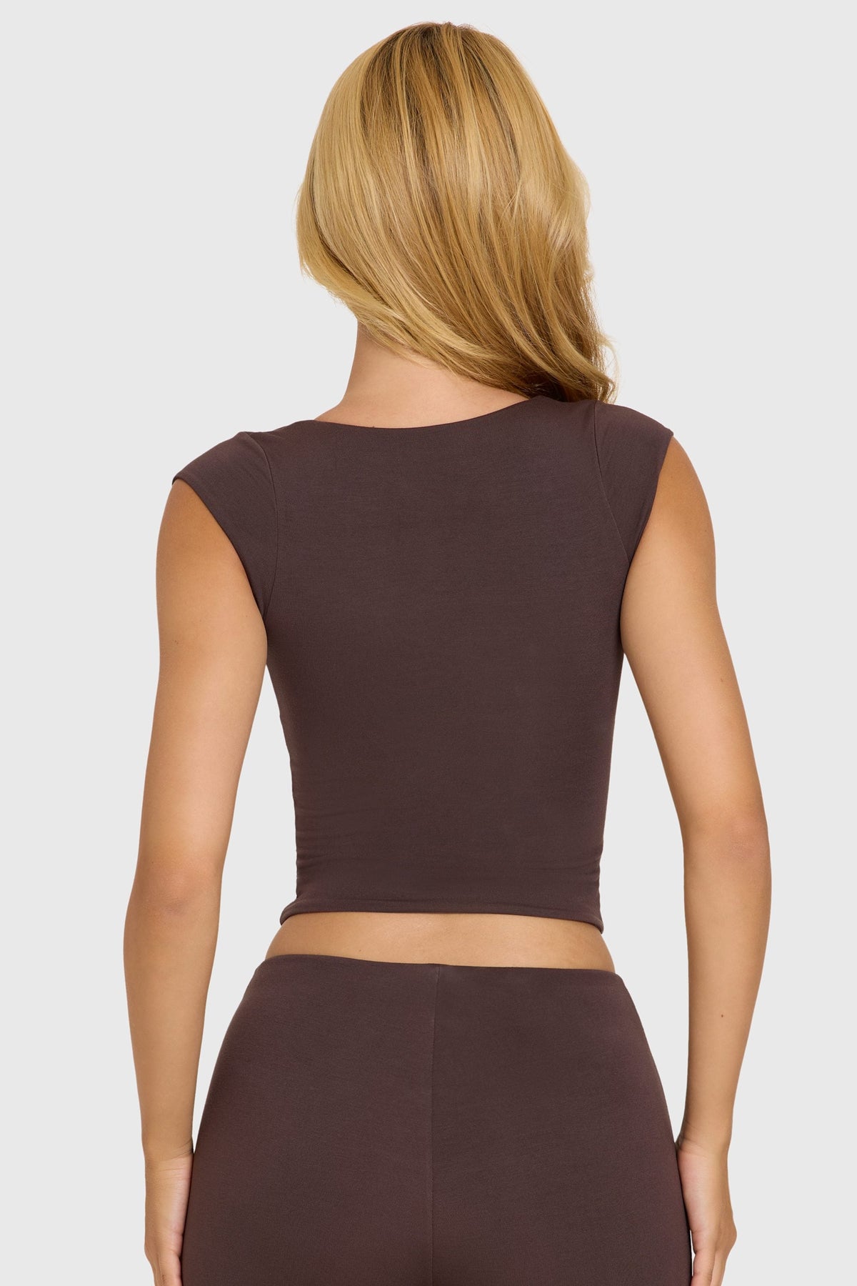 Modal Cap-Sleeve Top in Chocolate