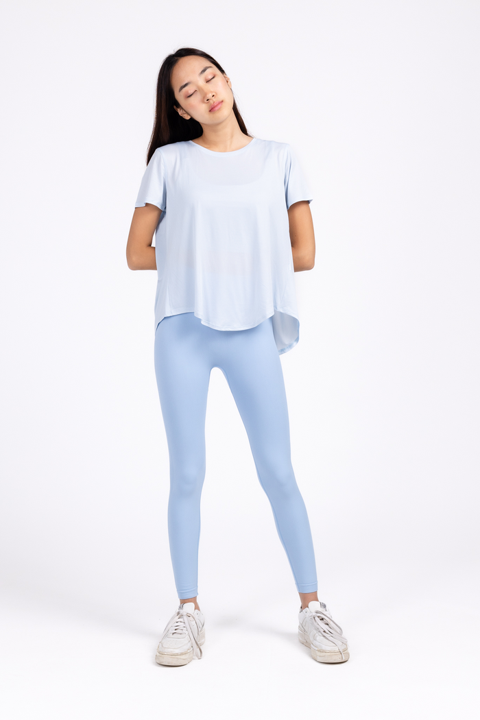 Open Back Short Sleeve Workout T-Shirt for Women