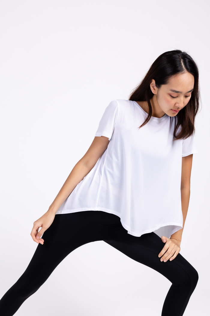 Open Back Short Sleeve Workout T-Shirt for Women