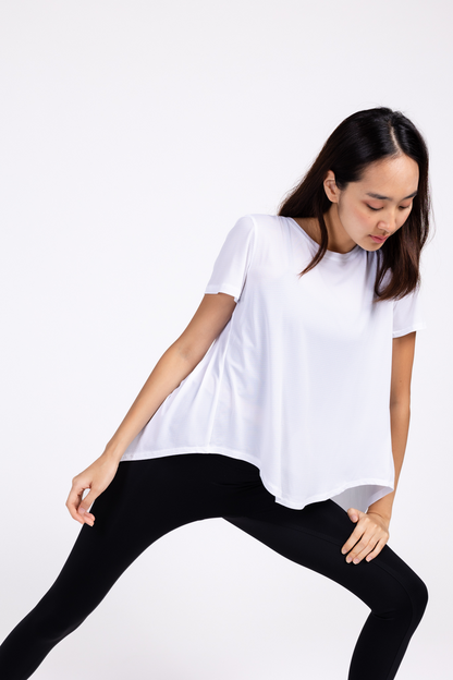 Open Back Short Sleeve Workout T-Shirt for Women