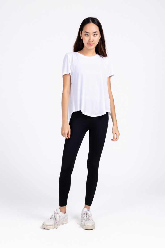 Open Back Short Sleeve Workout T-Shirt for Women