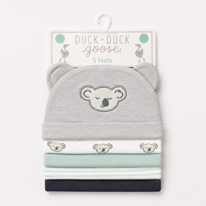 Pack of 5 Caps - Grey - Koala (0-9 Months)