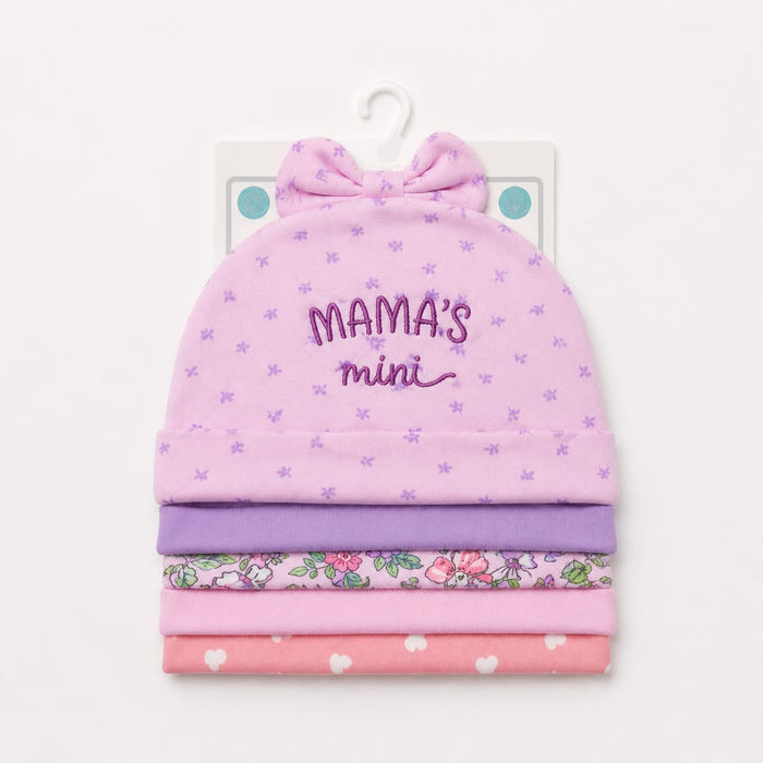 Pack of 5 Caps - Pink - Mama (0-9 Months)
