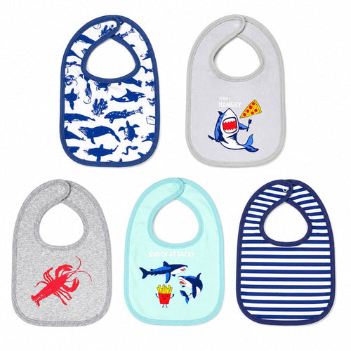 Pack of 5 Infant Bibs - Boys - Theme 2 - Hudson