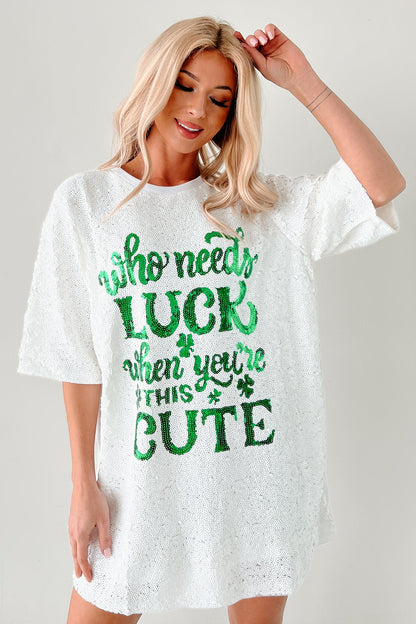 "When You're This Cute" Sequin Mini Dress (White)