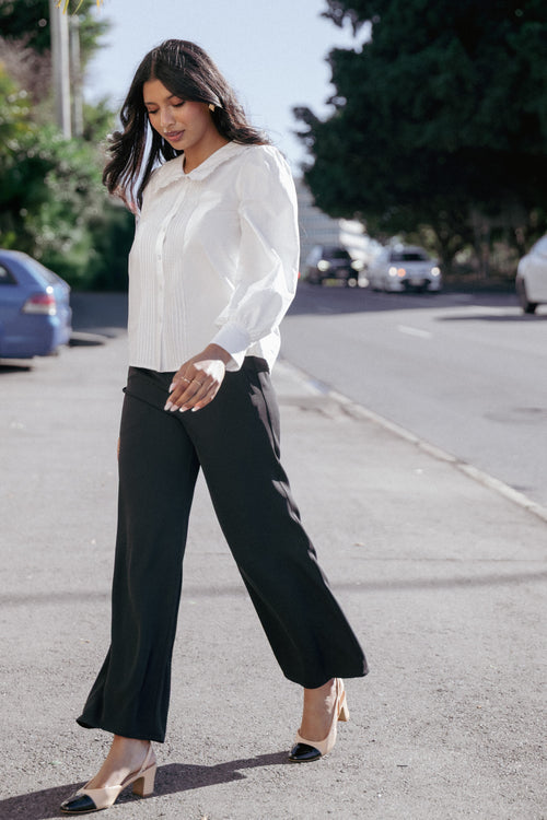 Clark Crepe Wide Leg Pant - Black