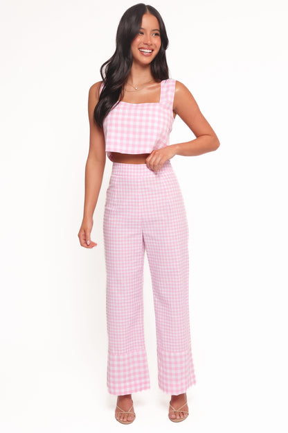 Devlin Cotton Pant - Pink Gingham
