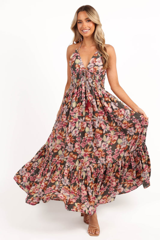 Benson Maxi Dress - Dark Green/Multi
