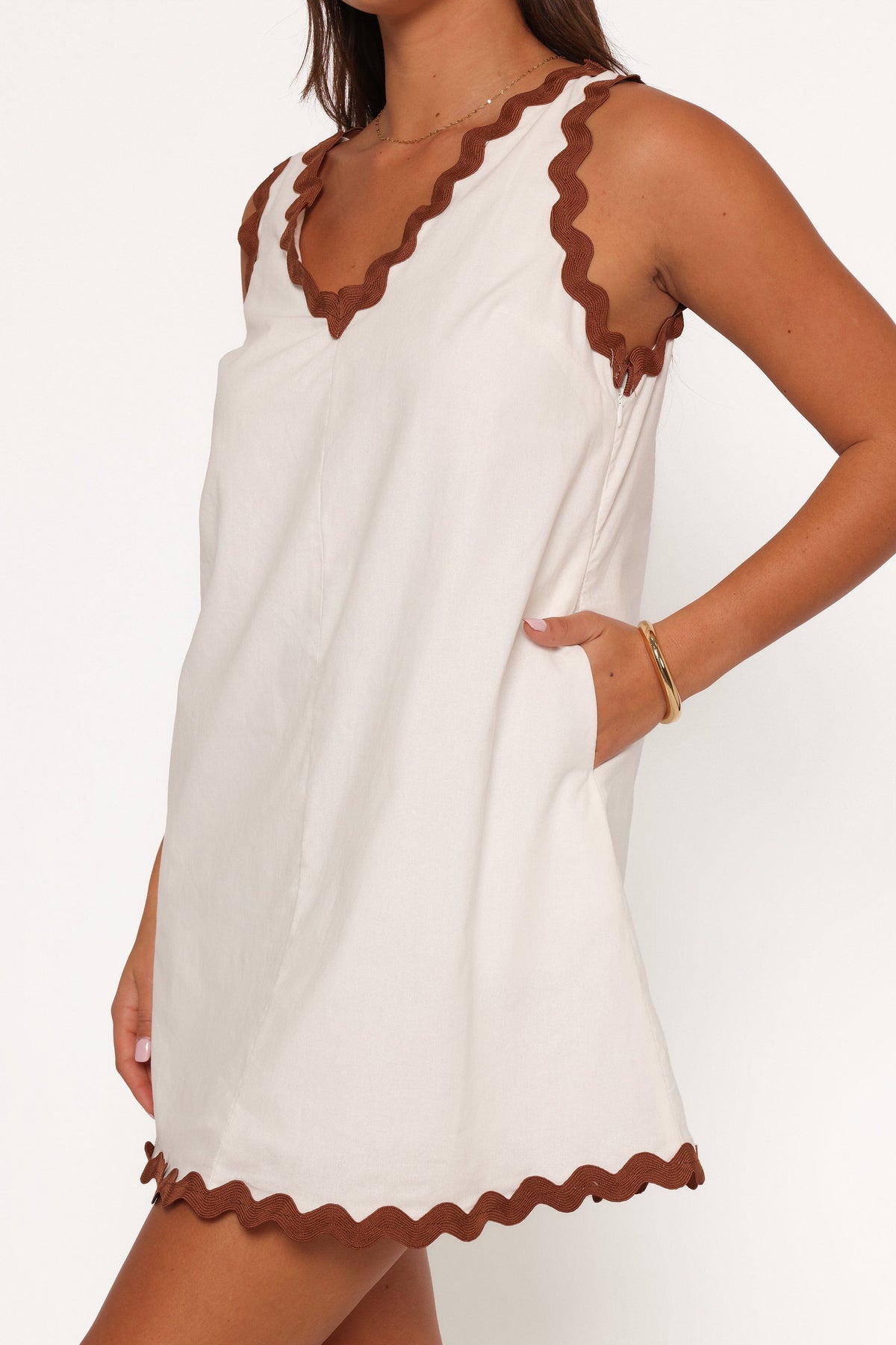 Calliope Mini Dress - White Tan