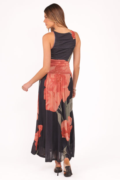 Carlin Midi Dress - Black Floral