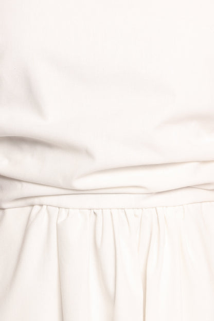 Clo Puff Sleeve Midi Dress - White