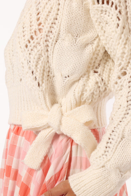 Birdie Tie Side Knit Sweater - Cream