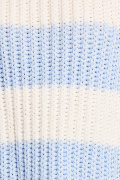 Courtney Thick Stripe Knit Sweater - Blue Cream