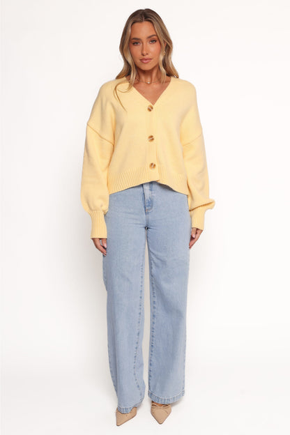 Isabel Button Front Cardigan - Yellow