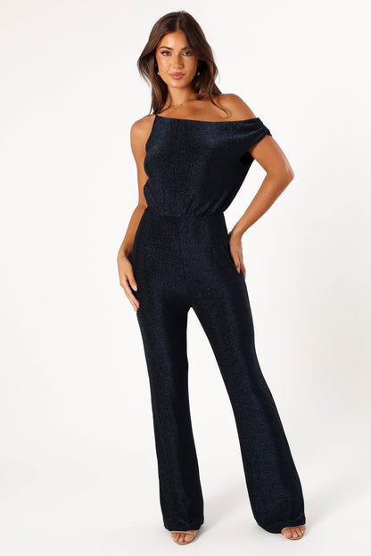 Heather One Shoulder Jumpsuit - Navy