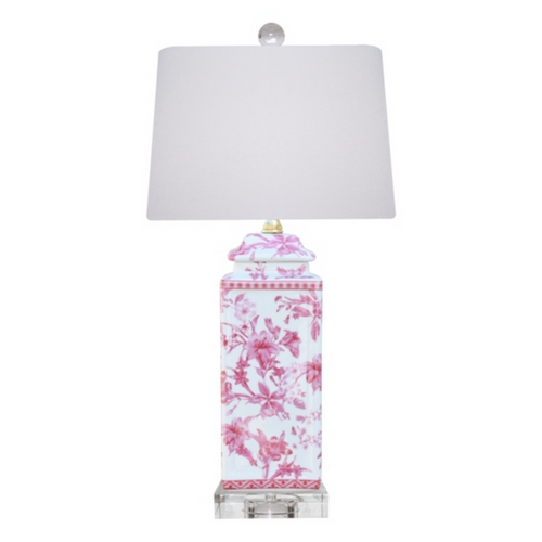 Pink and White Floral Table Lamp