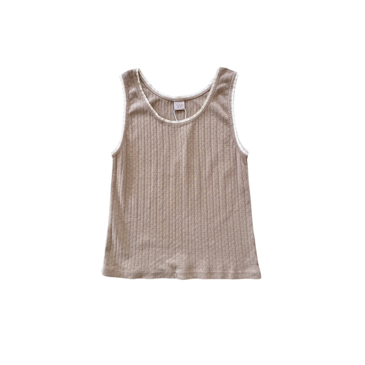 Pointelle Tank - Almond