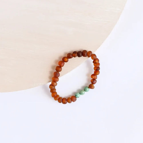 Raw Honey Amber + Turquoise Jasper Bracelet