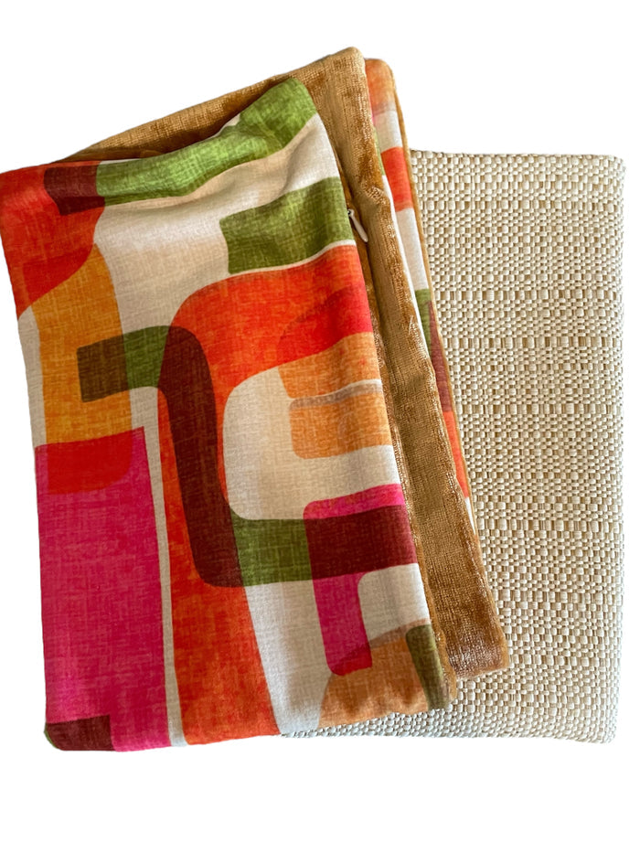 Sale: 16x24” Abstract Orange Green Velvet or Woven Solid Pillow Cover - Annabel Bleu