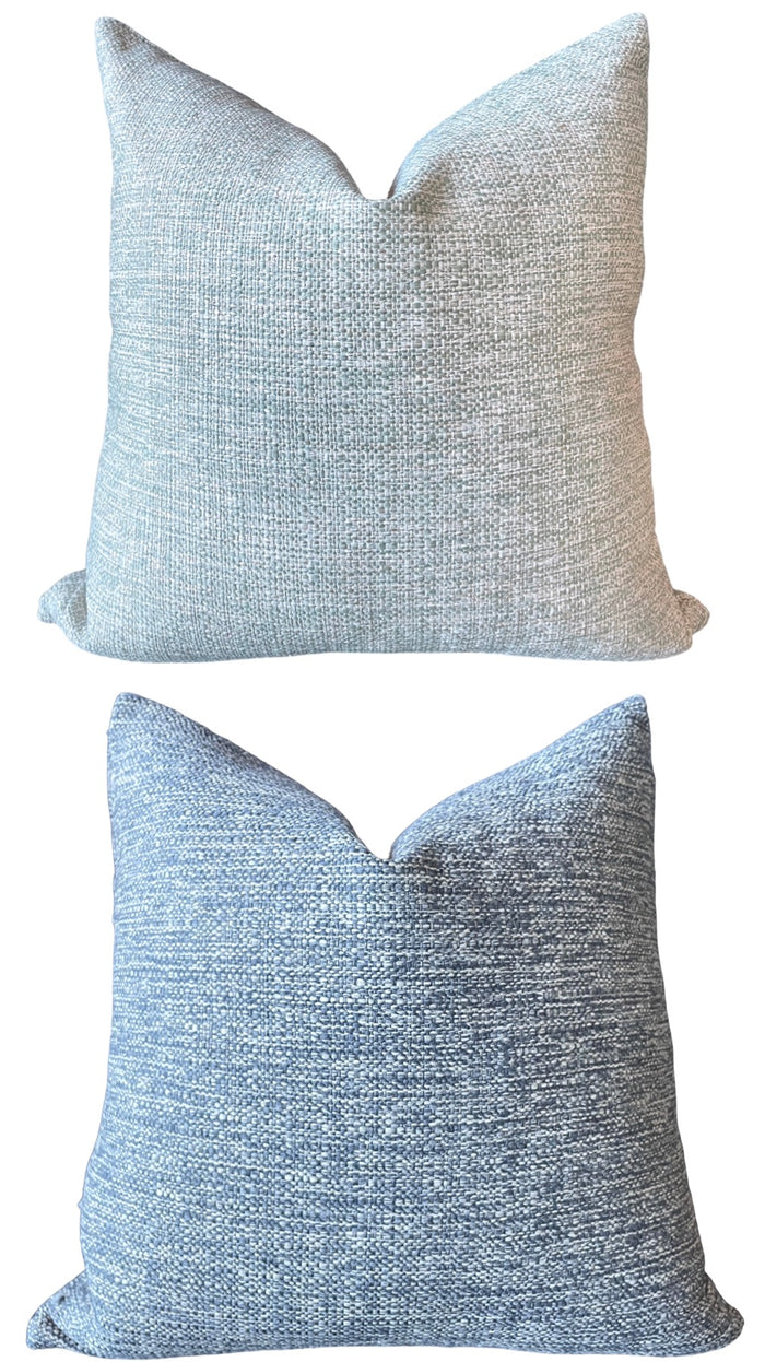 Sale: Blue 18x18 Pillow Covers / Solid Woven Blue Pillow Cover - Annabel Bleu