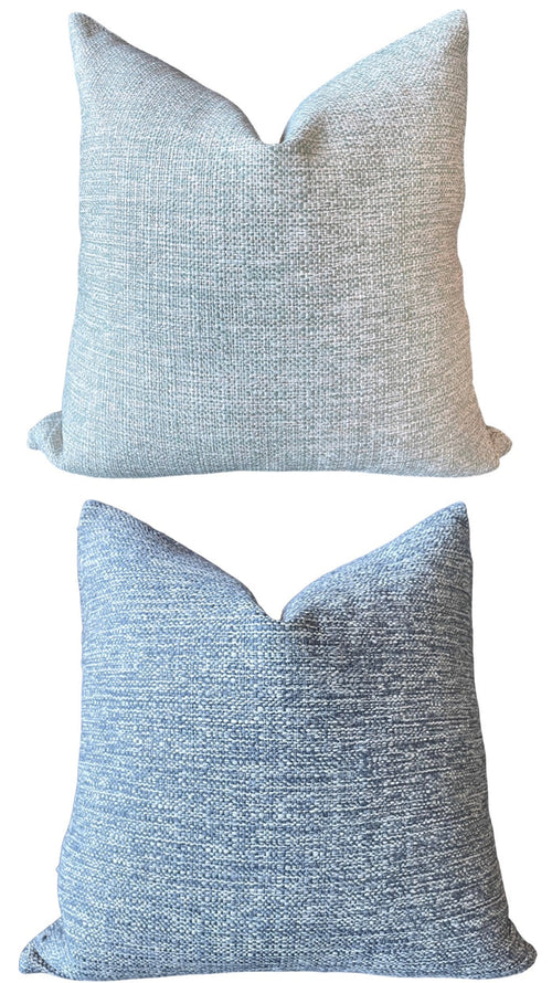Sale: Blue 18x18 Pillow Covers / Solid Woven Blue Pillow Cover - Annabel Bleu