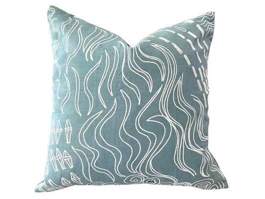 Blue Abstract Schumacher Pillow Cover - Annabel Bleu