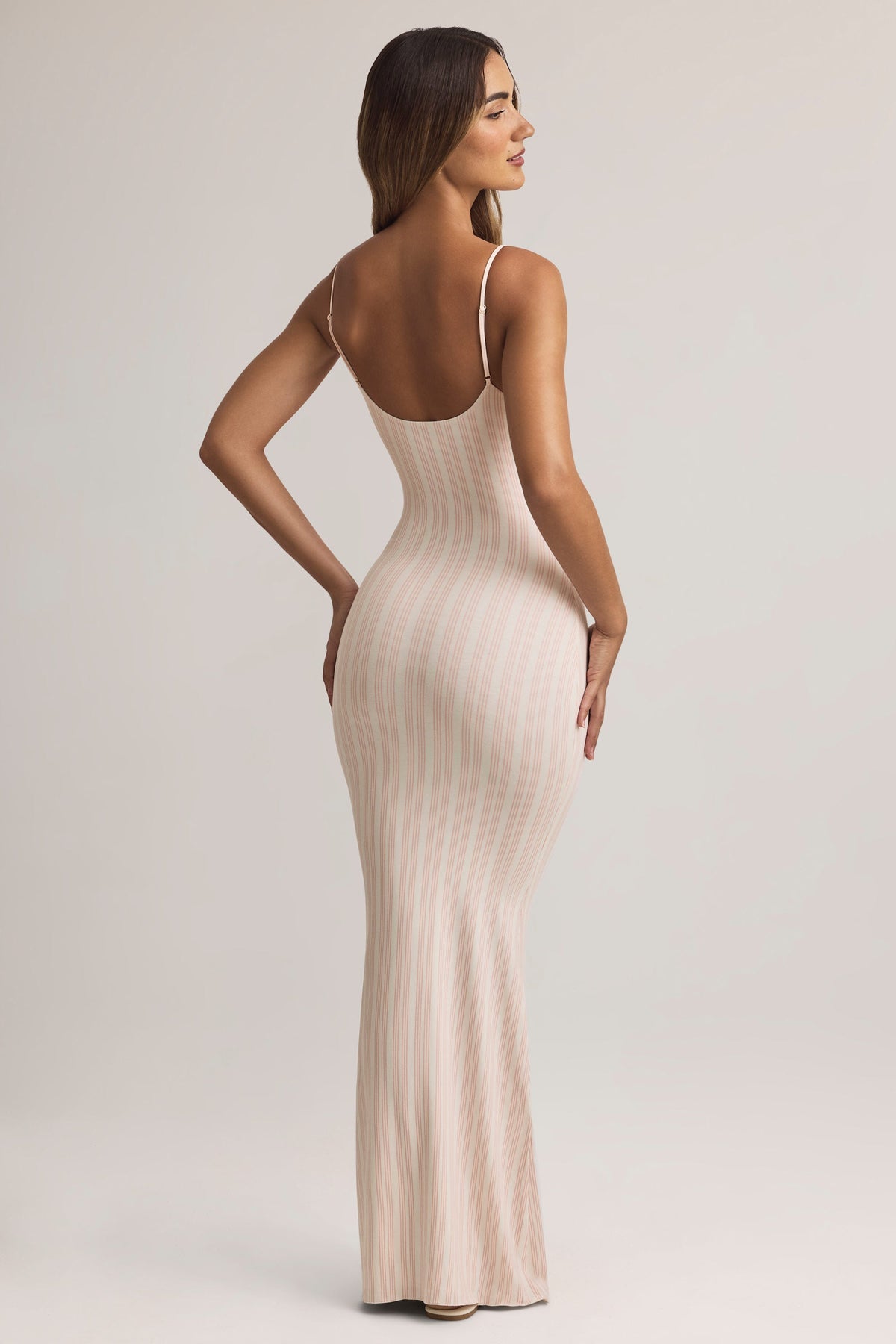 Modal Scoop-Neck Strappy Maxi Dress in Stripe Print