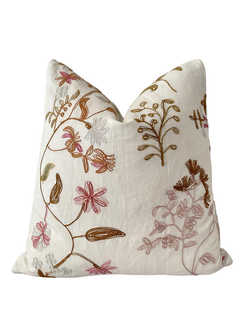 Schumacher Raleigh Embroidered Pillow Cover - Annabel Bleu