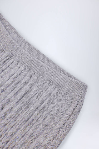Mid-Rise Flared Trousers in Silver