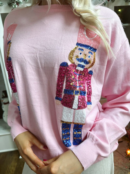 Sequin Nutcracker Soft Knit Sweater