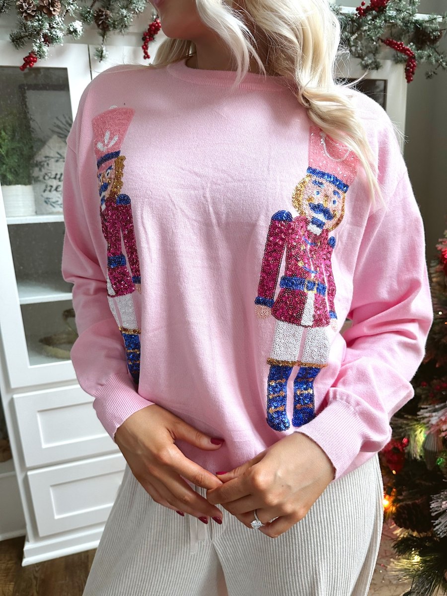 Sequin Nutcracker Soft Knit Sweater