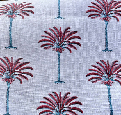 Surreal Block Printed Palms on Belgian Linen / Home Decor and Upholstery Fabric by the Yard or Fat Quarter - Annabel Bleu