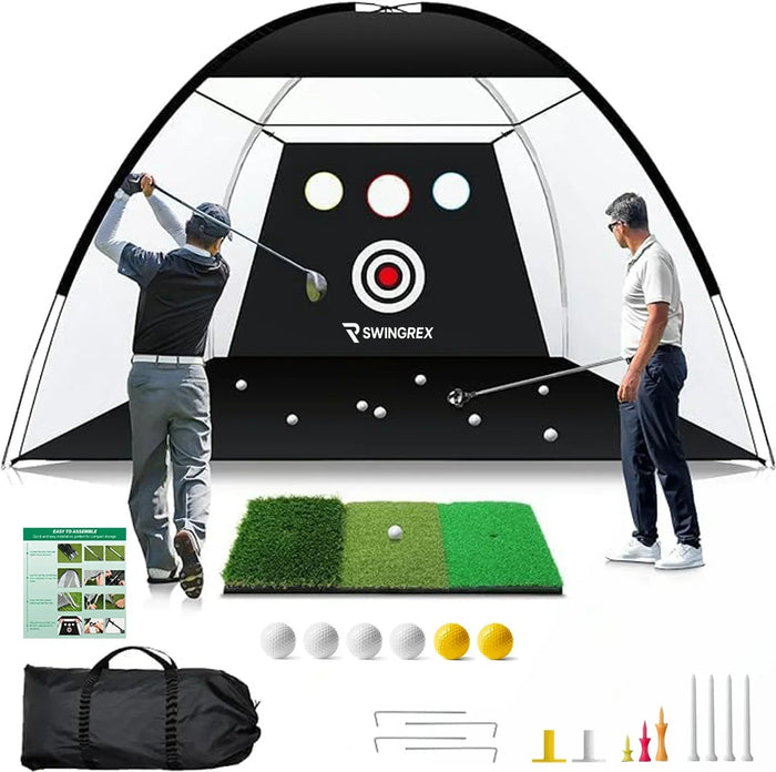 SwingRex 10x7 Golf Practice Net – Golf Hitting Net for Backyard & Garage