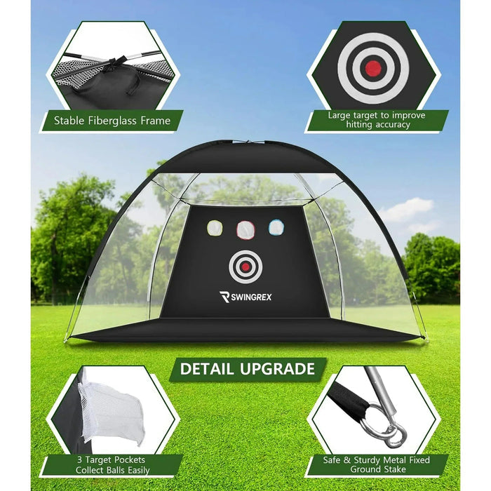 SwingRex 10x7 Golf Practice Net – Golf Hitting Net for Backyard & Garage