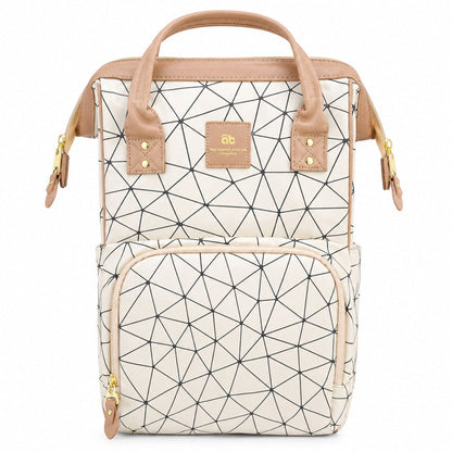 Synthetic Leather Waterproof Diaper Backpack - Champagne