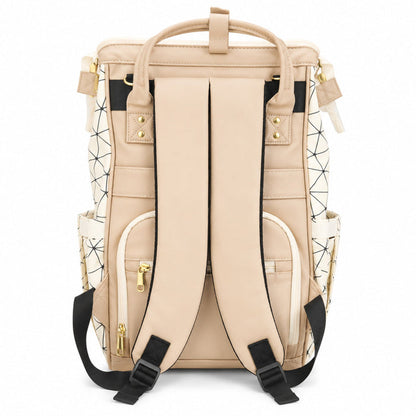 Synthetic Leather Waterproof Diaper Backpack - Champagne