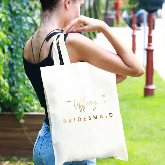 Tiffany Custom Tote Bag Name and Wedding Role - XOXOKristen