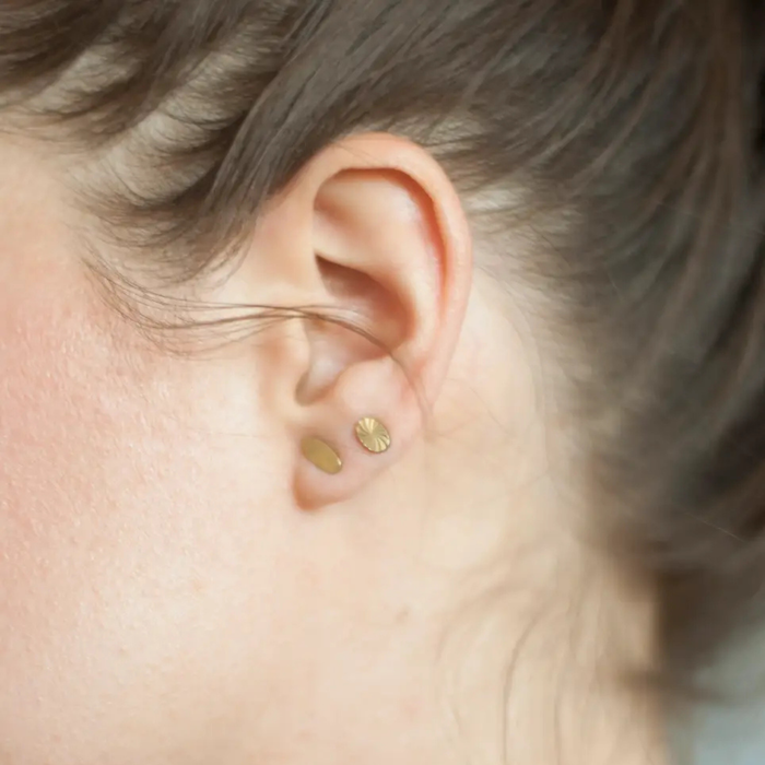 Tiny Starburst Oval Studs
