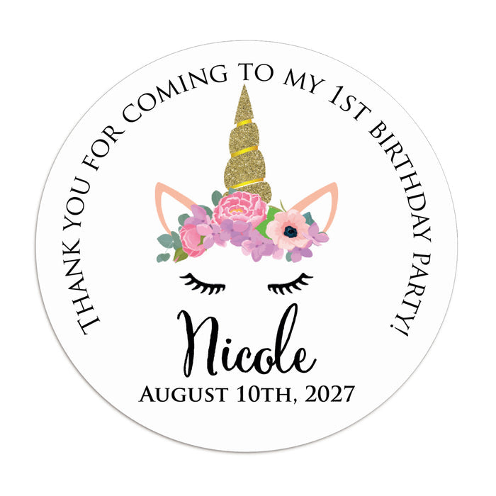 Unicorn Birthday Party Stickers - XOXOKristen