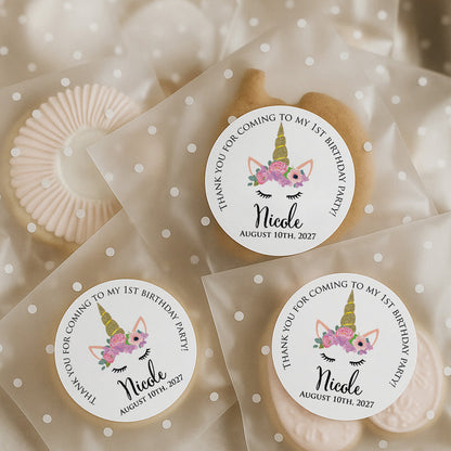 Unicorn Birthday Party Stickers - XOXOKristen