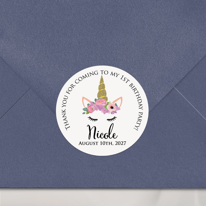 Unicorn Birthday Party Stickers - XOXOKristen