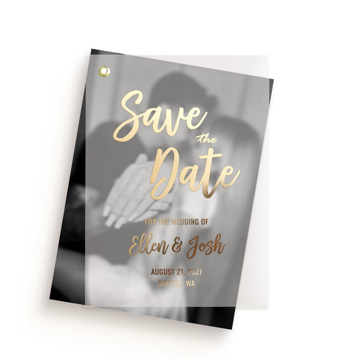 Vellum Save the Date with Picture and Foil Printing