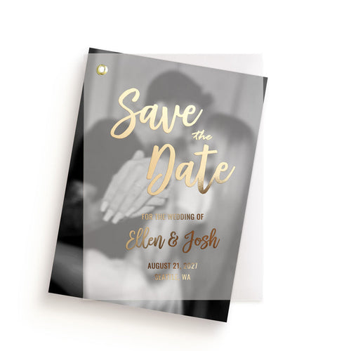 Vellum Save the Date with Picture and Foil Printing