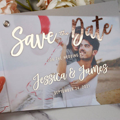 Vellum Save the Date with Picture and Foil Printing - XOXOKristen