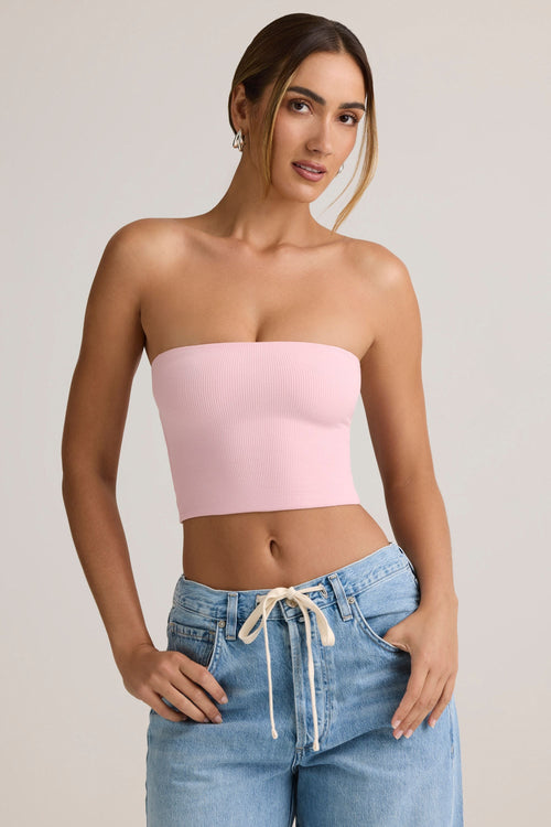 Modal Strapless Crop Top in Baby Pink