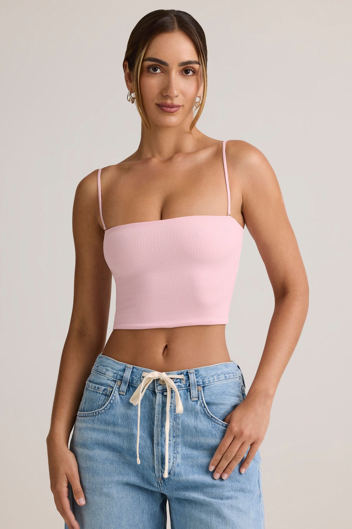 Modal Strapless Crop Top in Baby Pink
