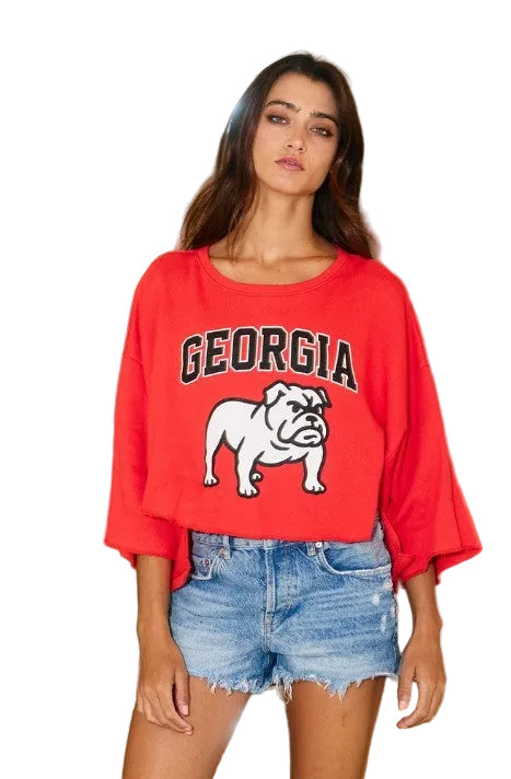 W UGA CROP SWEATSHIRT