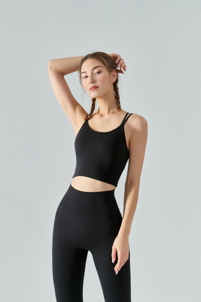 Waist pleated sports bra