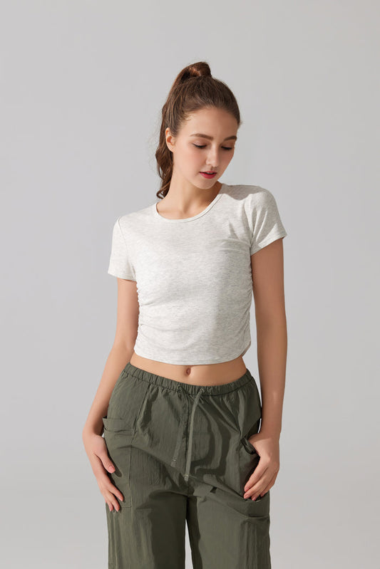 Waist Revealing Slim Fit Sports T Shirt Tops