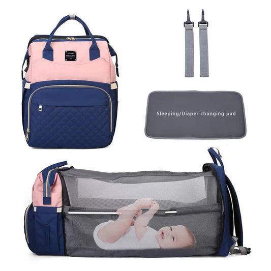 Waterproof Baby Bed & Bag - Blue & Pink - Love Queen